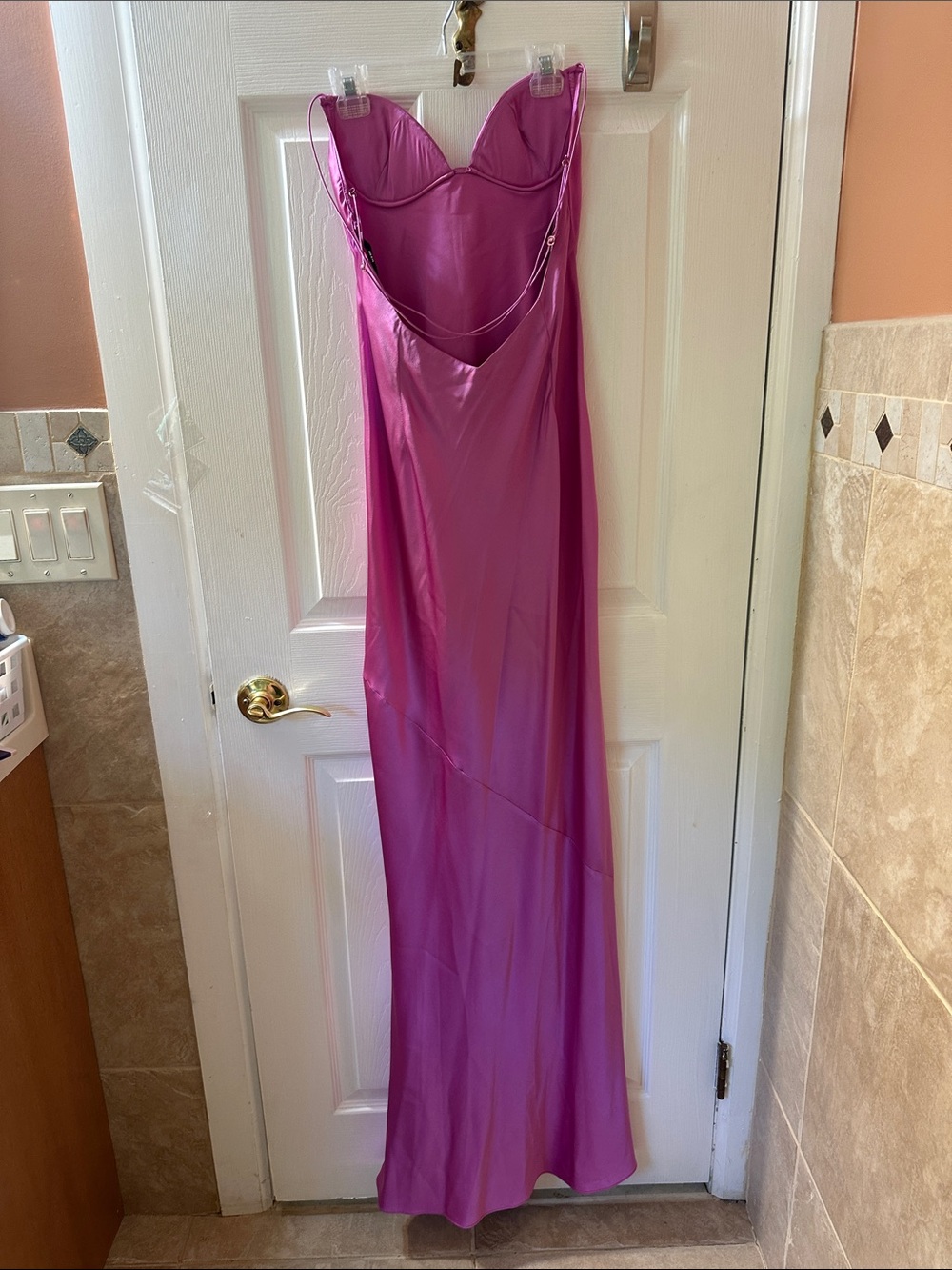 SER.O.YA Pink Silk Asymmetric Sweet Heart Neckline Long Dress Size S - Picture 4 of 16